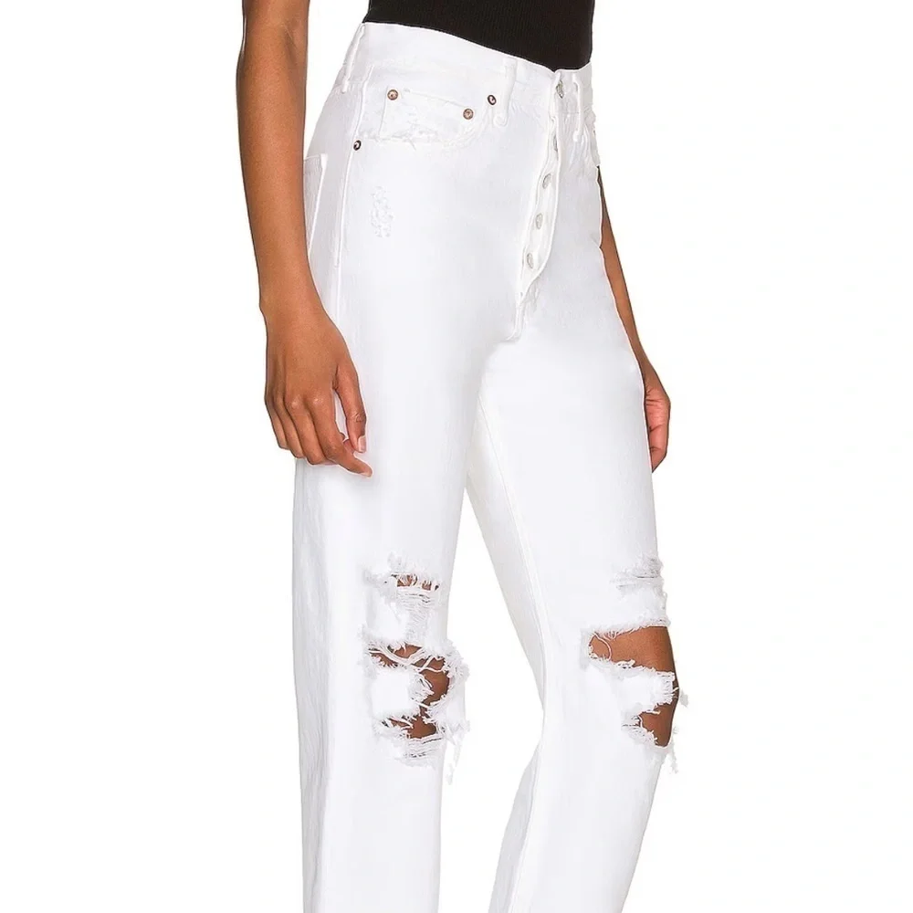 Agolde 90's White Distressed Jeans High Rise Button Fly NWT​​​​